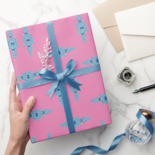 Presente Papel de moldagem de gengibre azul pintado à mão
