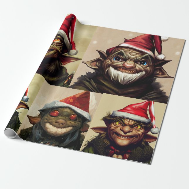 Presente Papel de Moldagem de Goblin de Natal (Desenrolado)