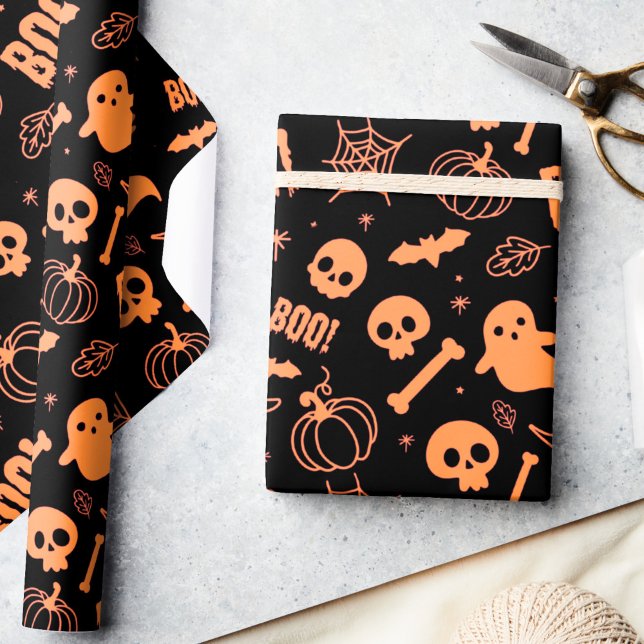 Presente Papel De Moldagem De Halloween Crianças De Laranja (Criador carregado)