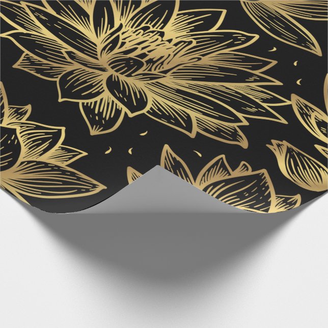 Presente Papel de moldagem de lótus preto e Dourado (Ponta)