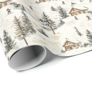 Presente Papel De Moldagem De Natal Com Loja De Esqui Vinta