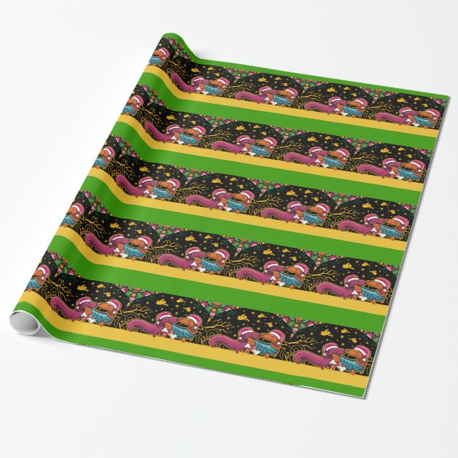 Presente Papel de moldagem de natal Dachsunds - SRF (Desenrolado)