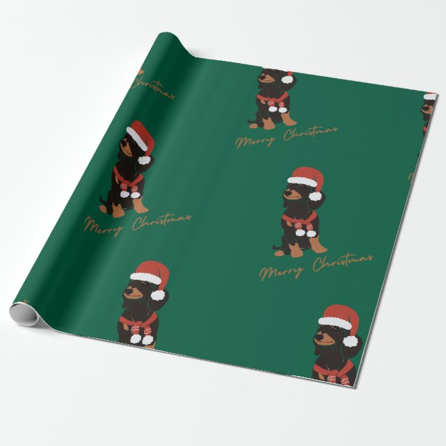 Presente Papel de moldagem de natal de estimação Dachshund (Desenrolado)