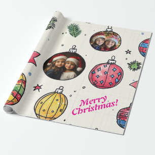 Presente Papel de moldagem de Natal desenhado na mão de fot