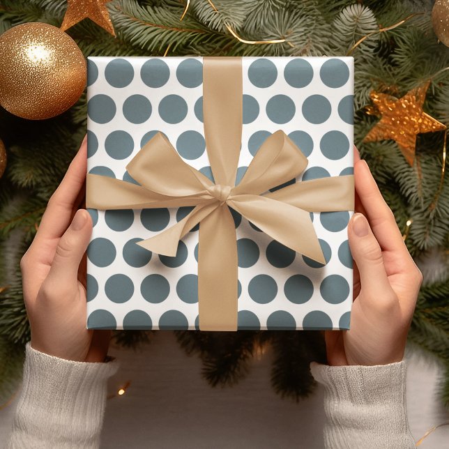 Presente Papel de moldagem de Natal do Bolinhas Azul Modern (Criador carregado)