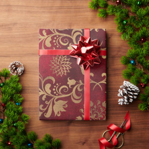 Presente Papel de moldagem de Natal Dourado vermelho