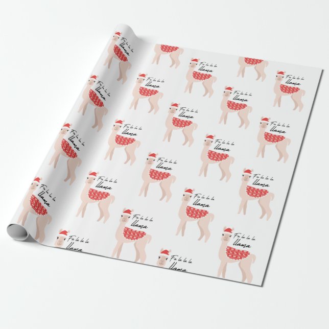 Presente Papel de Moldagem de Natal Fa la la Llama (Desenrolado)