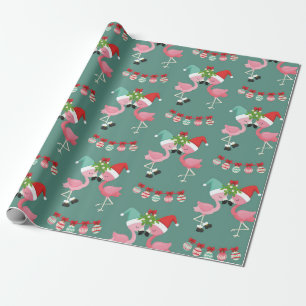 Presente Papel de moldagem de Natal Flamingo rosa