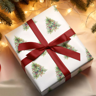 Presente Papel de moldagem de Natal - Pinheiro de Aquarela 