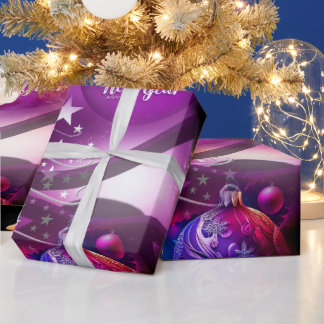 Presente Papel de moldagem de Natal roxo