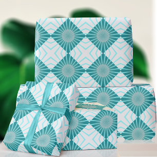 Presente Papel de Moldagem de Padrão Azul-Teal Abstrato