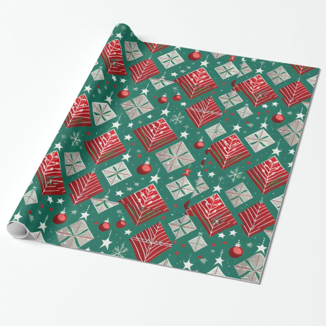 Presente Papel de moldagem de padrão de Natal do Designer (Desenrolado)