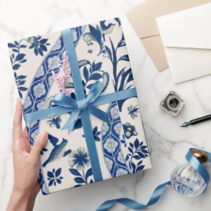 Presente Papel de moldagem de padrão floral azul