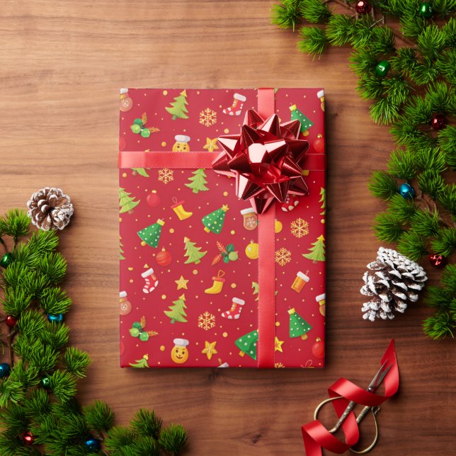 Presente Papel de moldagem de padrão natalino (Presente de Natal)