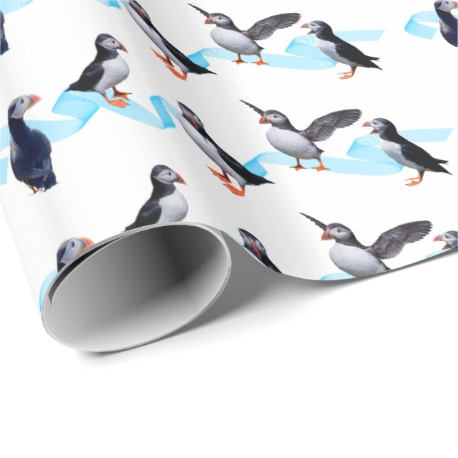 Presente Papel de moldagem de parte de Puffin (escolha a co (Ponta do rolo)