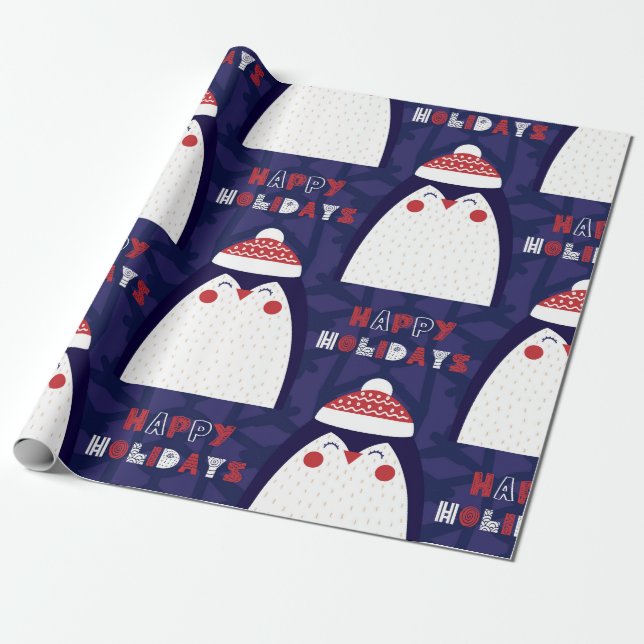Presente Papel de moldagem de pinguins feriados (Desenrolado)