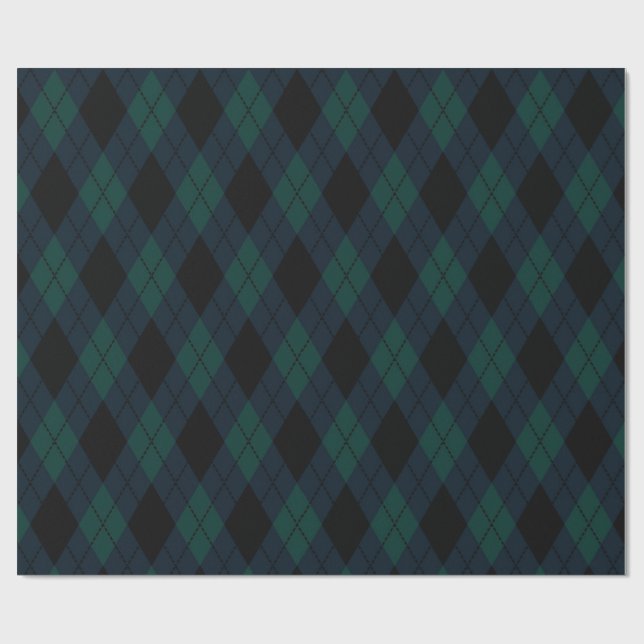 Presente Papel de moldagem de Tartan em losango preto (Aberto)