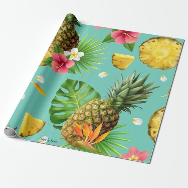 Presente Papel de Moldagem de Tema do Pineapple (Desenrolado)