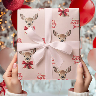 Presente Papel de moldagem de veados rosa e vermelho Wood