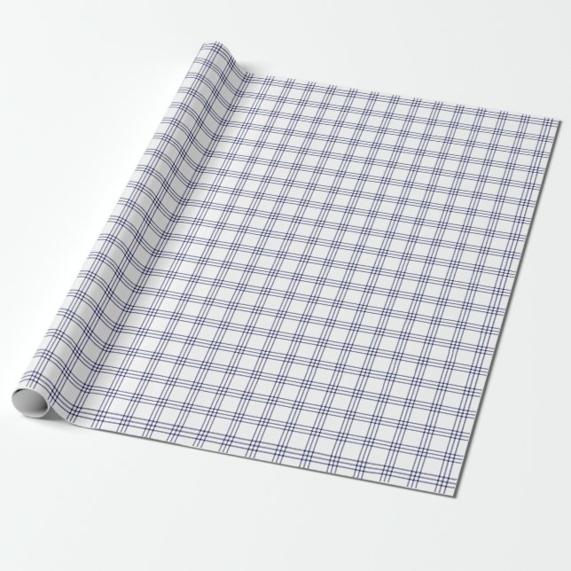Presente Papel de moldagem de Xadrez azul do Marinho modern (Desenrolado)