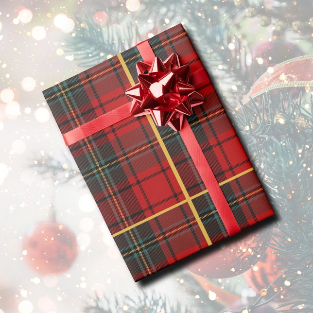 Presente Papel de moldagem de Xadrez de feriado tradicional (Traditional Holiday Plaid Wrapping Paper
)