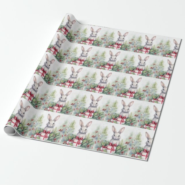 Presente Papel de moldagem do coelho natalino (Desenrolado)