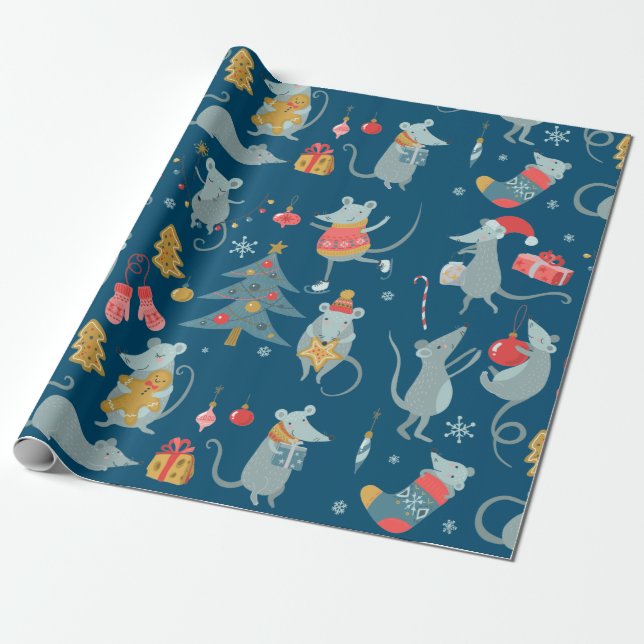 Presente Papel de moldagem do rato de Natal (Desenrolado)