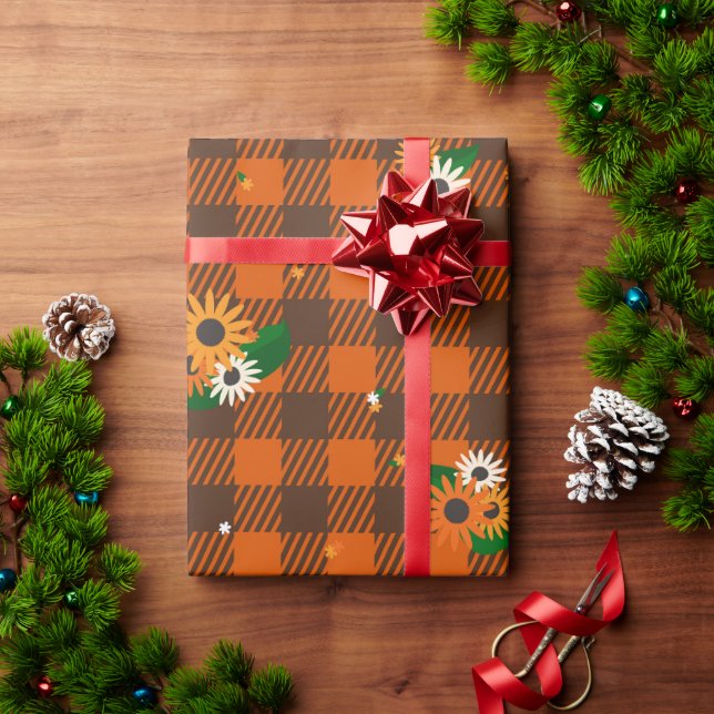 Presente Papel de moldagem do verificador de flores laranja (Presente de Natal)