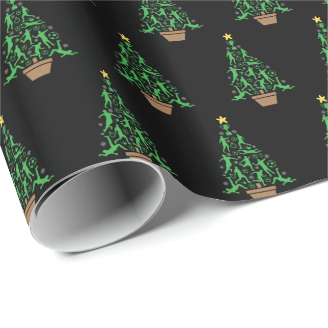 Presente Papel de moldagem em árvore de Natal de futebol ma (Ponta do rolo)