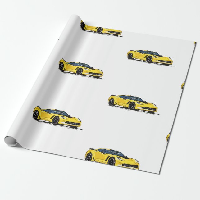Presente Papel de moldagem em corveta amarelo C7 (Desenrolado)