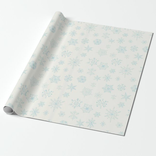 Presente Papel de moldagem em flocos de neve azul macio (Desenrolado)