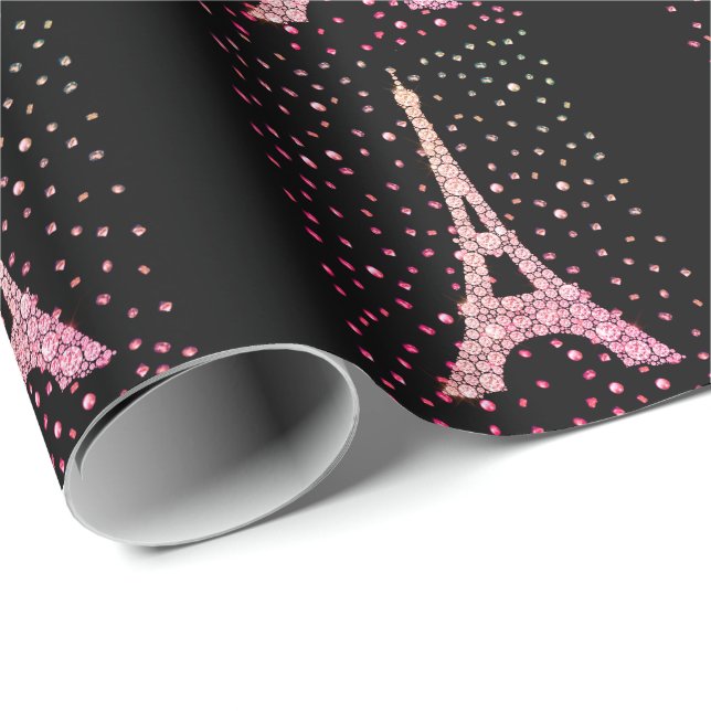 Presente Papel de moldagem em torre Eiffel cor-de-rosa (Ponta do rolo)