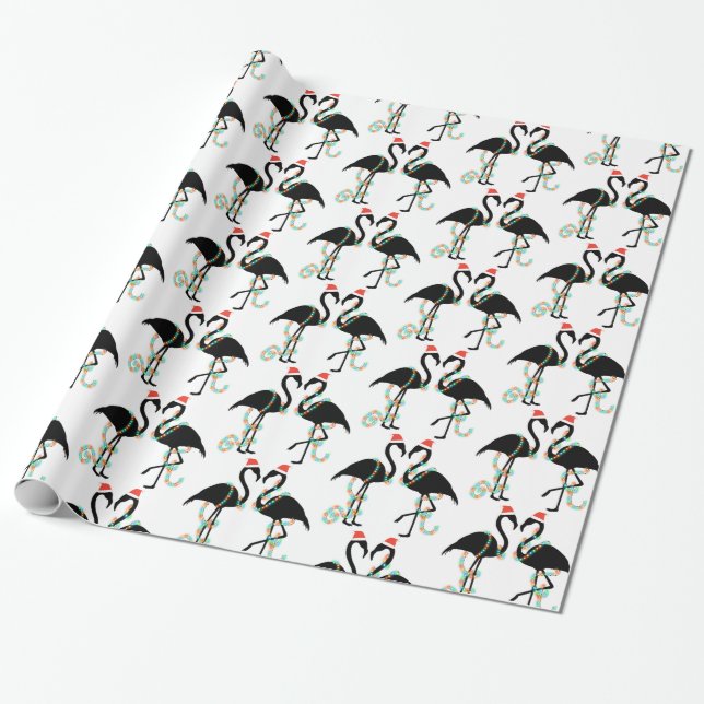 Presente Papel de moldagem Flamingo de Natal (Desenrolado)