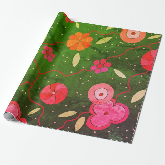 Presente Papel de Moldagem Floral Vintage (Desenrolado)