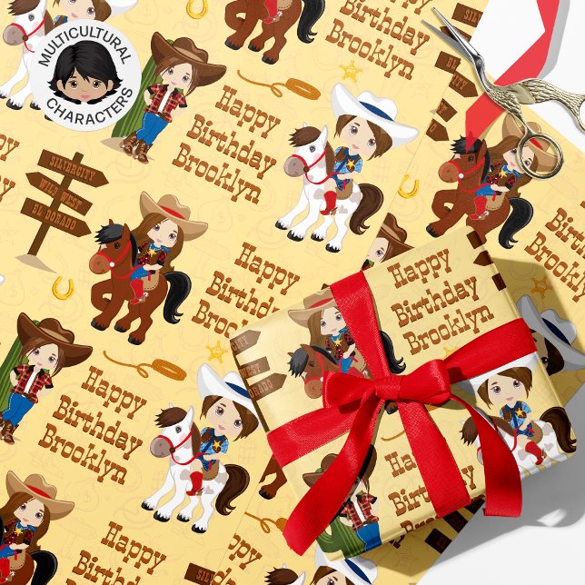 Presente Papel de moldagem personalizado da Brunette Cowgir (Criador carregado)