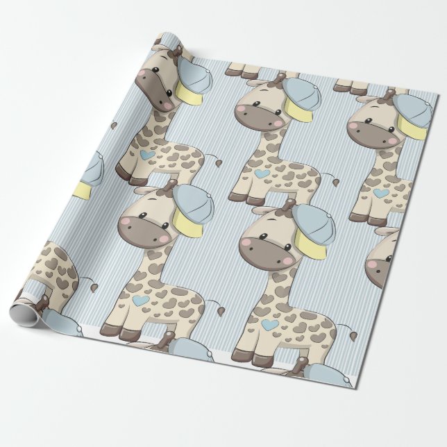 Presente Papel de moldagem personalizado do Baby Boy Giraff (Desenrolado)