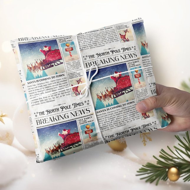 Presente Papel de moldagem retrógrado em papel de jornal (Christmas Newspaper Wrapping Paper Retro)