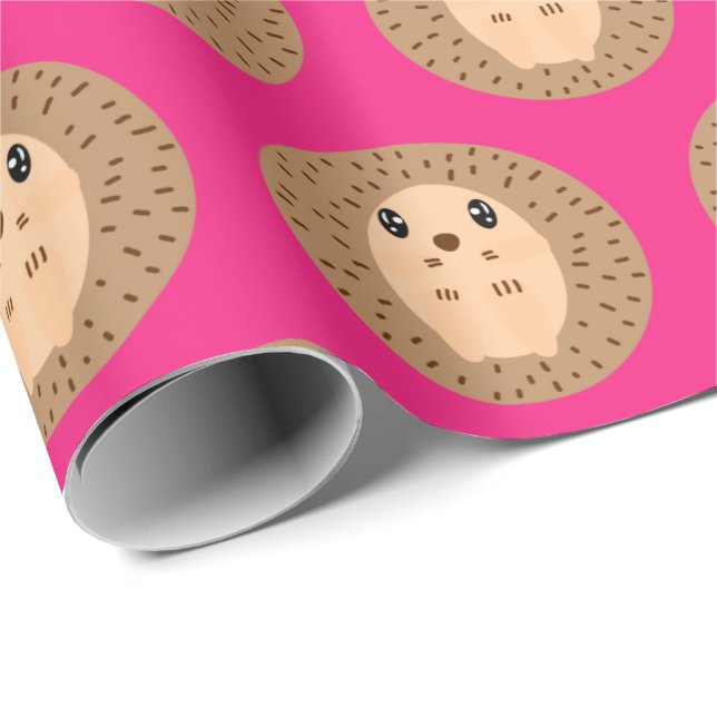 Presente Papel de Moldagem Rosa Kawaii Hedgehog (Ponta do rolo)
