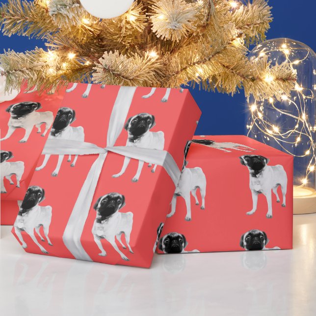 Presente Papel de moldagem Royal Pug em Coral (Feriados)