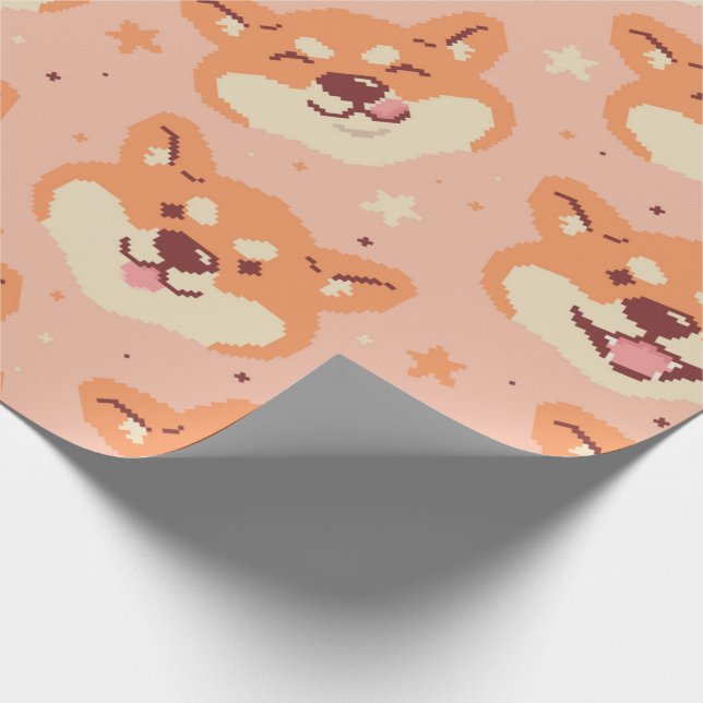 Presente Papel de moldagem Shiba Inu, Pixel Art (Ponta)