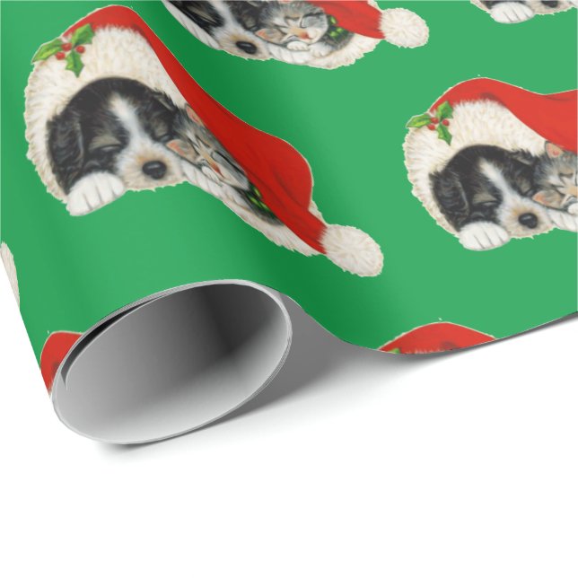 Presente Papel de molhação de natal, fofinha e gatinho (Ponta do rolo)