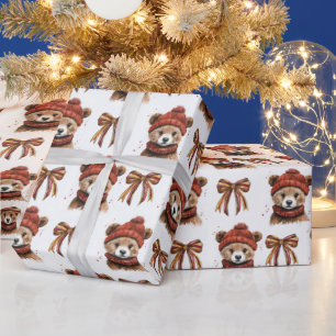 Presente Papel de molhação do urso de Natal de inverno