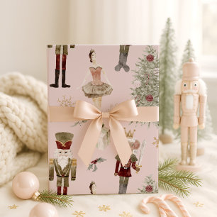 Presente Papel de molhador de Natal, branco e cor-de-rosa