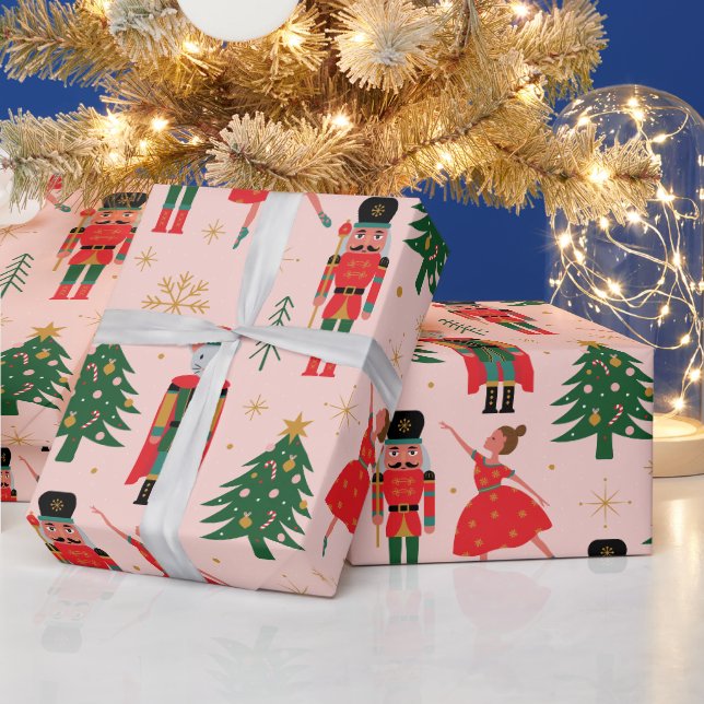 Presente Papel de molhador de Natal, branco e cor-de-rosa (Feriados)
