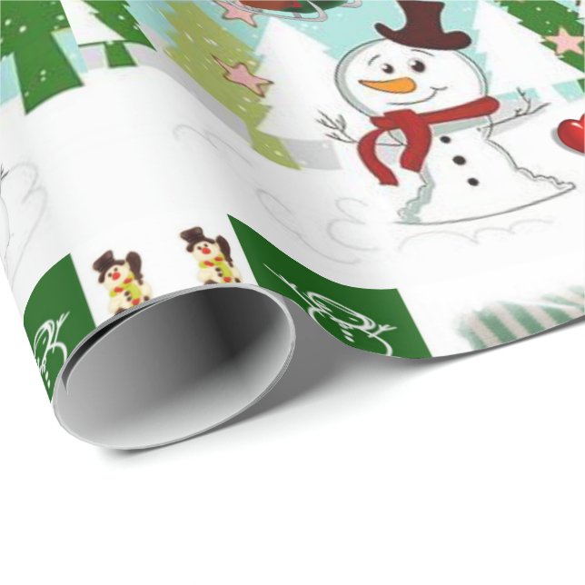 Presente Papel de Molho de Natal Amor por Snowman (Ponta do rolo)