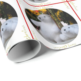 Presente Papel de molho de Natal Bears Branco Bonito
