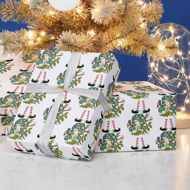 Presente Papel De Molho De Natal Elf Mushroom (Feriados)