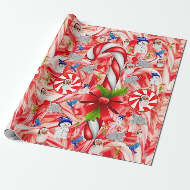 Presente Papel de Molho de Natal Snowman Peppermint (Desenrolado)