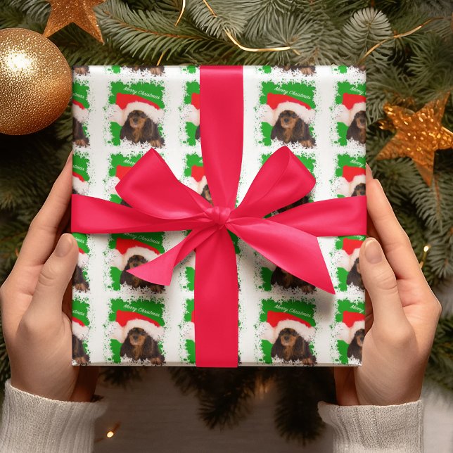 Presente Papel de Natal Cavalier King Charles Preto e Bege (Criador carregado)