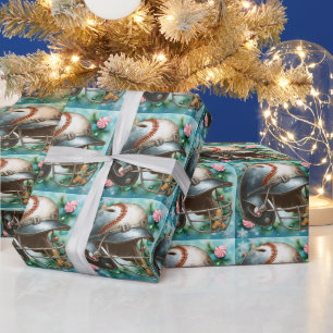 Presente Papel de Natal tema beisebol 